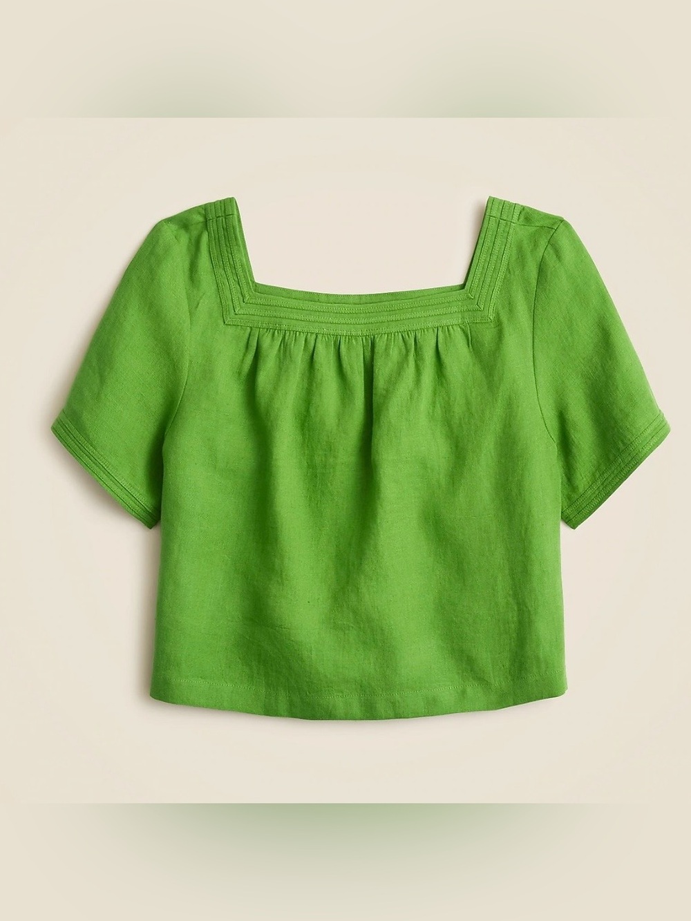 NWT J. Crew Green Sailor Square-Neck Linen Top